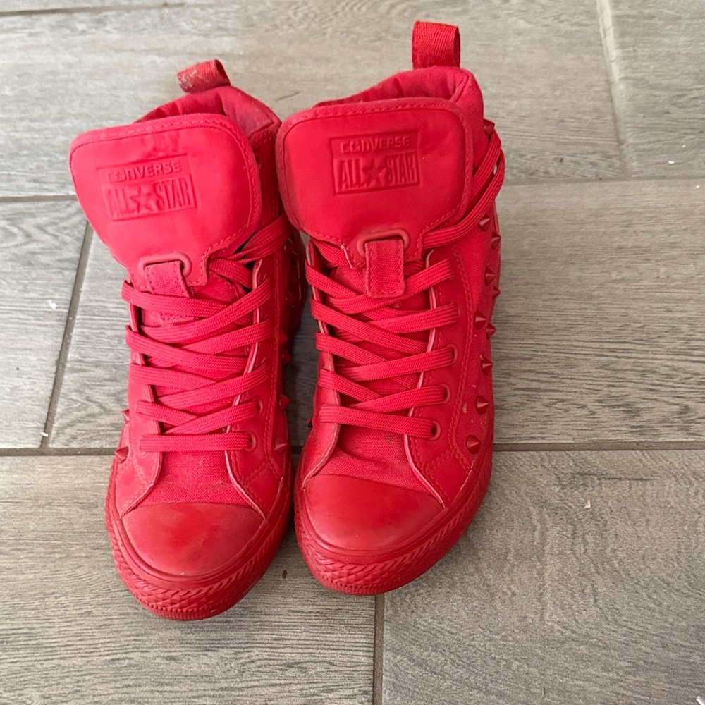 Converse Women's Bold Red Studded Sneakers